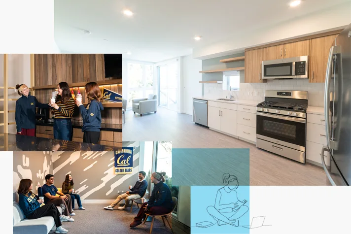 Community spaces and private spaces at Berkeley Apartments